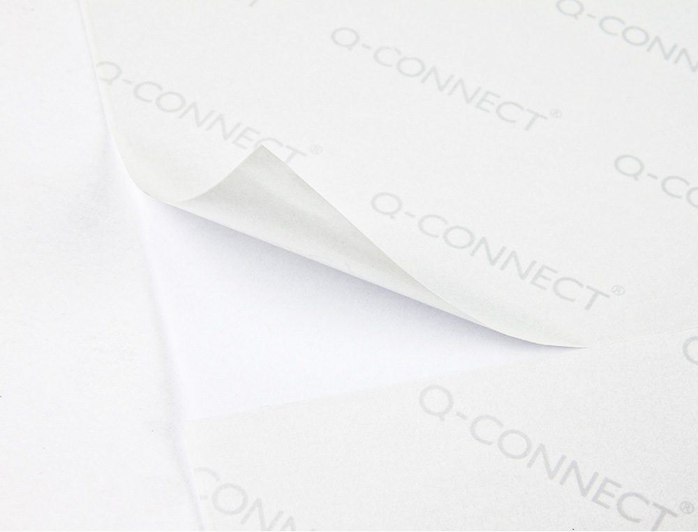 ETIQUETA ADHESIVA Q-CONNECT KF00574 -TAMAÑO 52,5X29,7 MM -FOTOCOPIADORA -LASER -INK-JET-CAJA CON 100 HOJAS DIN A4