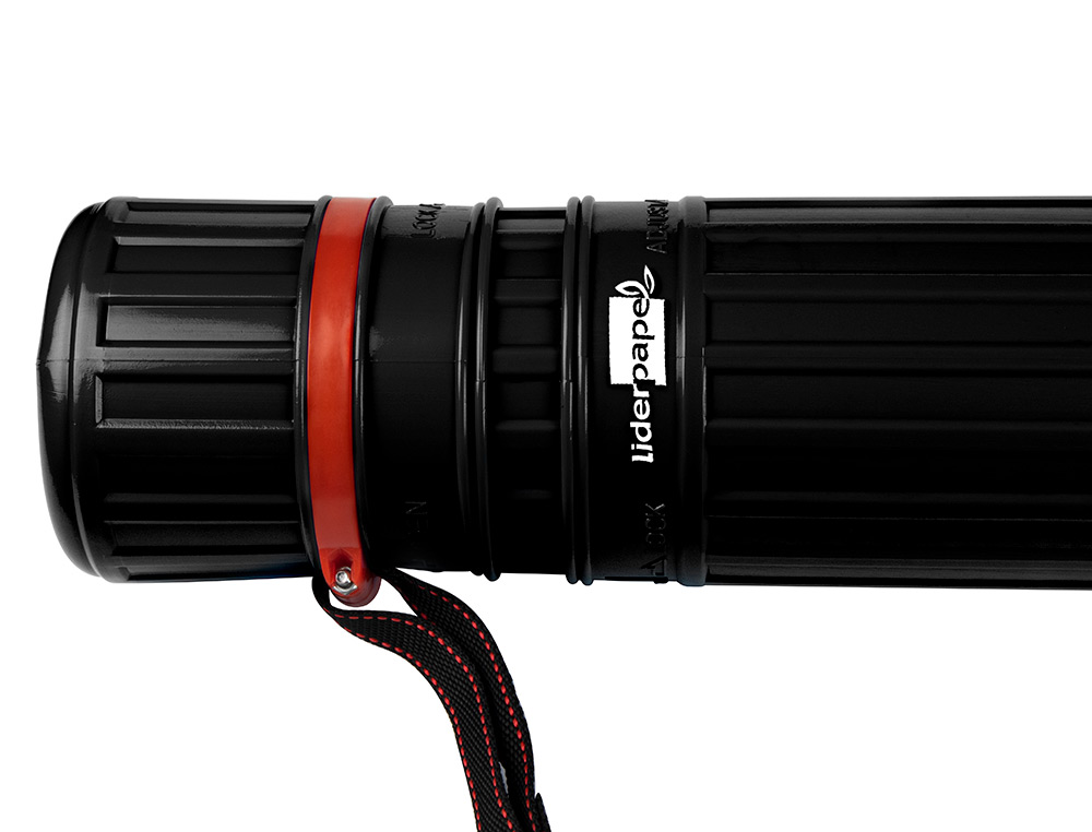 PORTAPLANOS PLASTICO LIDERPAPEL DIAMETRO 9 CM EXTENSIBLE HASTA 125 CM NEGRO