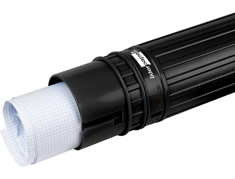 PORTAPLANOS PLASTICO LIDERPAPEL DIAMETRO 9 CM EXTENSIBLE HASTA 125 CM NEGRO