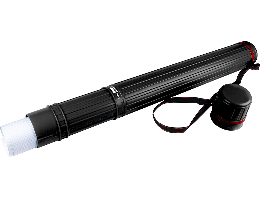 PORTAPLANOS PLASTICO LIDERPAPEL DIAMETRO 9 CM EXTENSIBLE HASTA 125 CM NEGRO