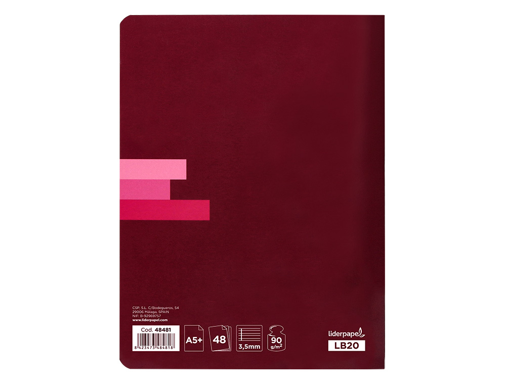 LIBRETA LIDERPAPEL SCRIPTUS A5 PLUS 48 HOJAS 90GR PAUTA 4ª 3.5MM CON MARGEN