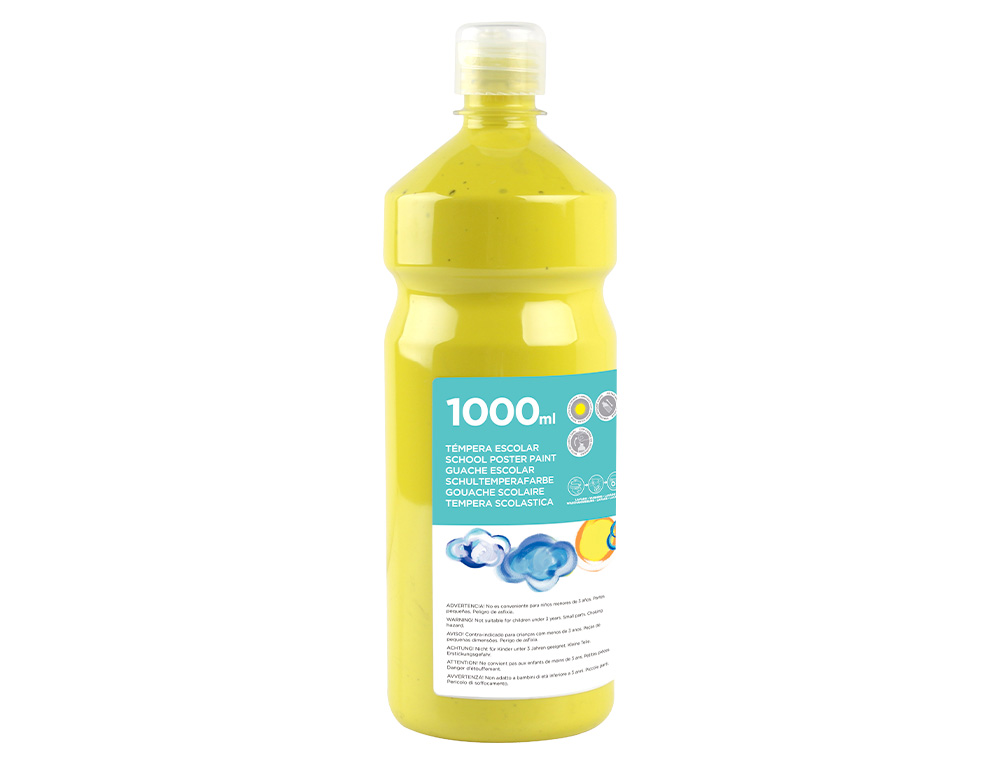 TEMPERA LIQUIDA LIDERPAPEL ESCOLAR 1000 ML AMARILLO LIMON