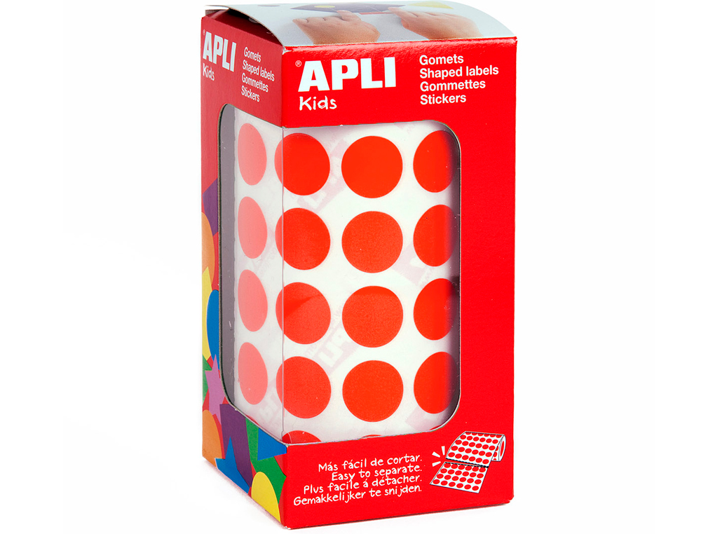 GOMETS AUTOADHESIVOS CIRCULARES 15 MM ROJO ROLLO DE 2832 UNIDADES