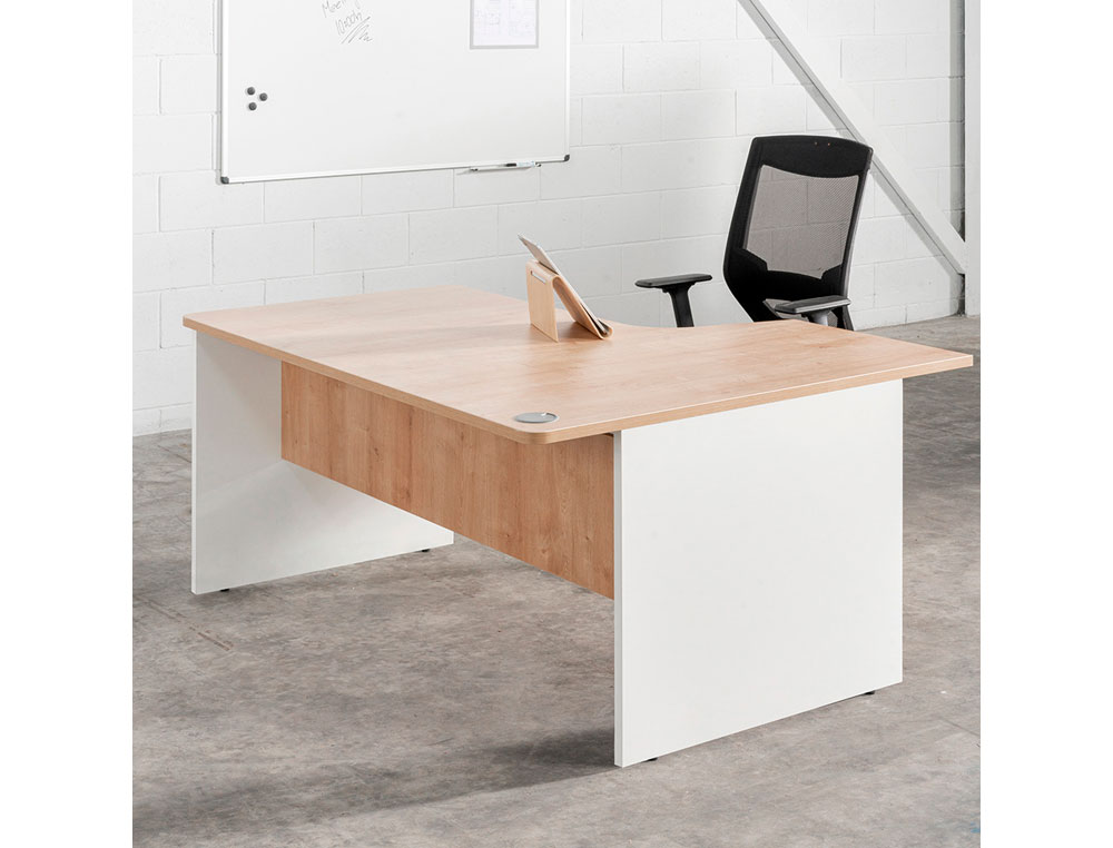MESA ROCADA SERIE WORK 180X110X76 CM DERECHA ACABADO AW04 BLANCO/BLANCO