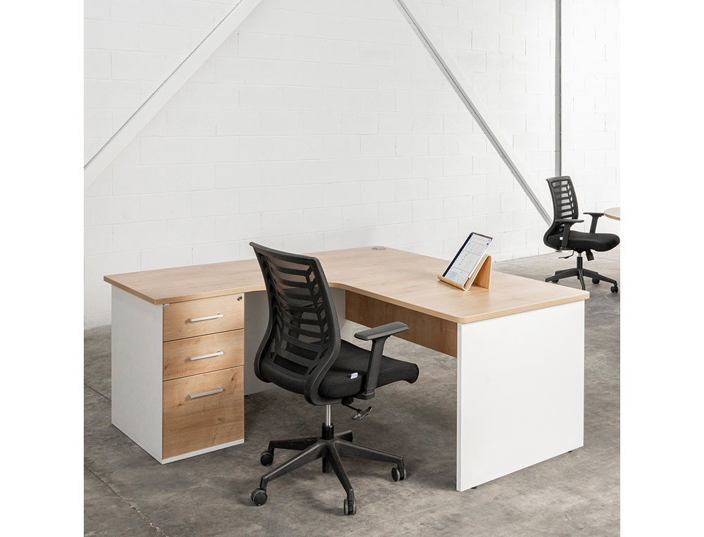MESA ROCADA SERIE WORK 180X110X76 CM DERECHA ACABADO AW04 BLANCO/BLANCO