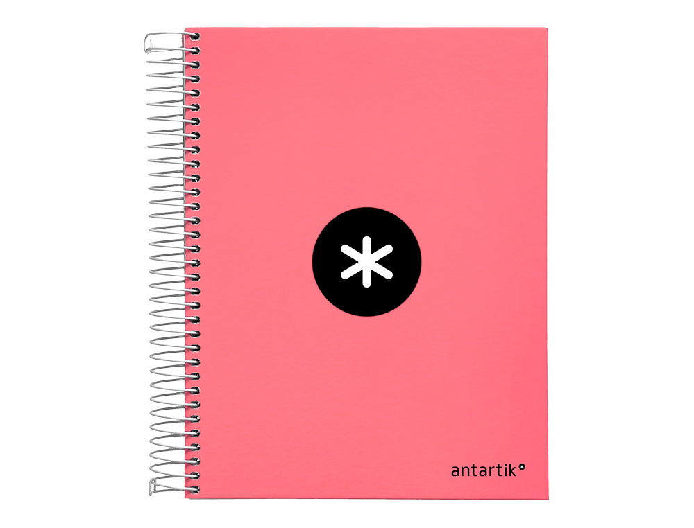 CUADERNO ESPIRAL A5 MICRO ANTARTIK TAPA FORRADA120H 90 GR CUADRO 5 MM 5 BAND 6 TALADROS COLOR CORAL