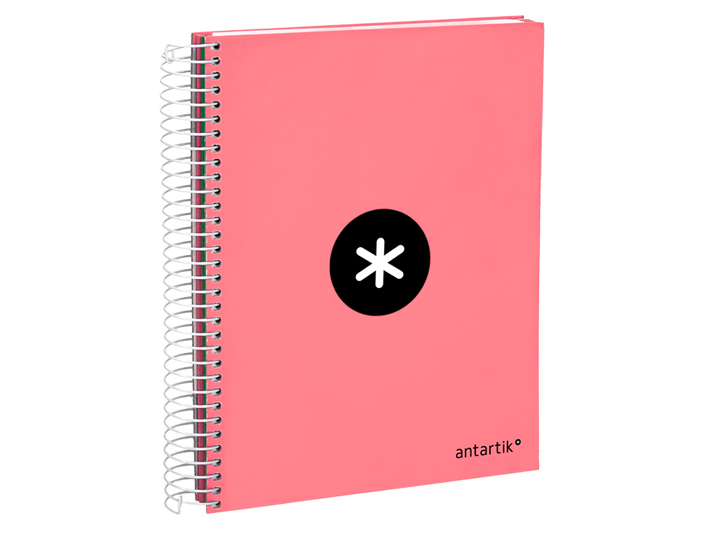 CUADERNO ESPIRAL A5 MICRO ANTARTIK TAPA FORRADA120H 90 GR CUADRO 5 MM 5 BAND 6 TALADROS COLOR CORAL