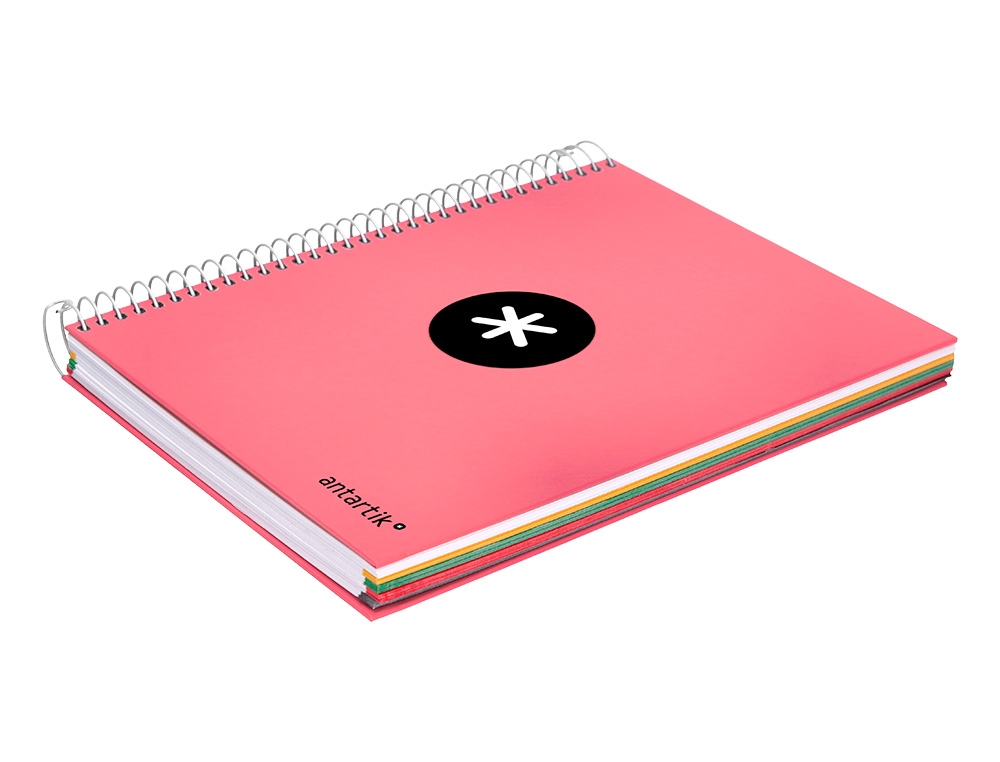 CUADERNO ESPIRAL A5 MICRO ANTARTIK TAPA FORRADA120H 90 GR CUADRO 5 MM 5 BAND 6 TALADROS COLOR CORAL