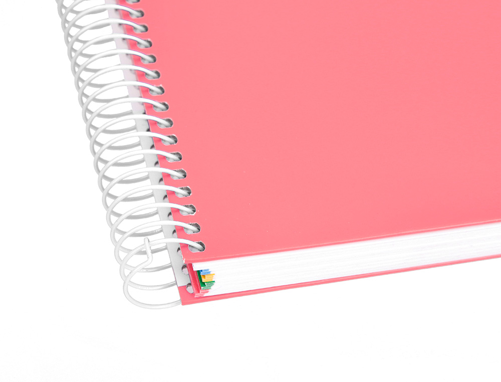 CUADERNO ESPIRAL A5 MICRO ANTARTIK TAPA FORRADA120H 90 GR CUADRO 5 MM 5 BAND 6 TALADROS COLOR CORAL