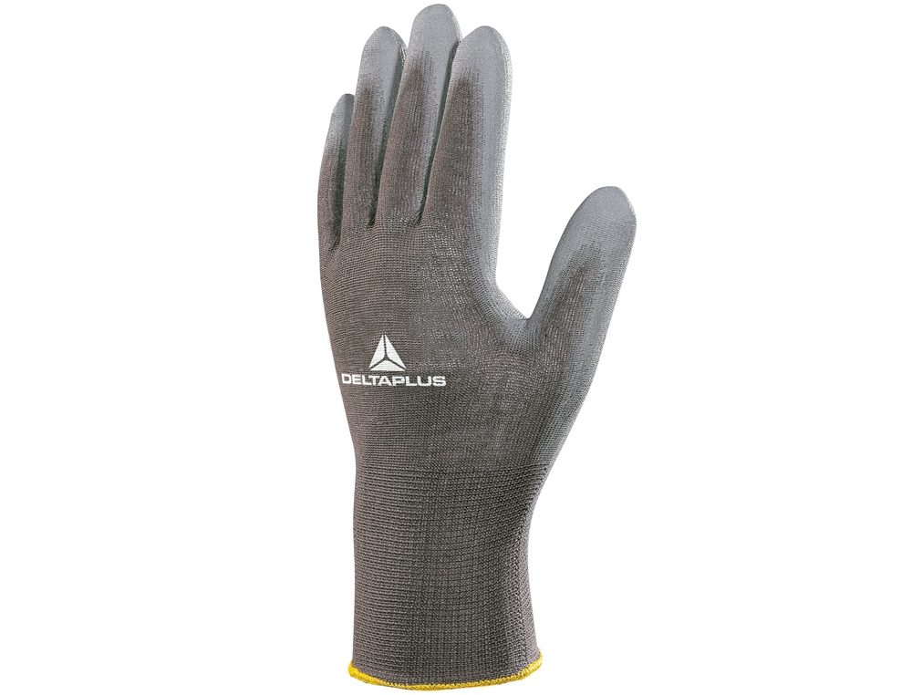 GUANTES DELTAPLUS POLIESTER ANTIDESLIZANTE LAVABLE ESPECIAL PARA MANIPULACION Y MANUTENCION GRIS TALLA 7