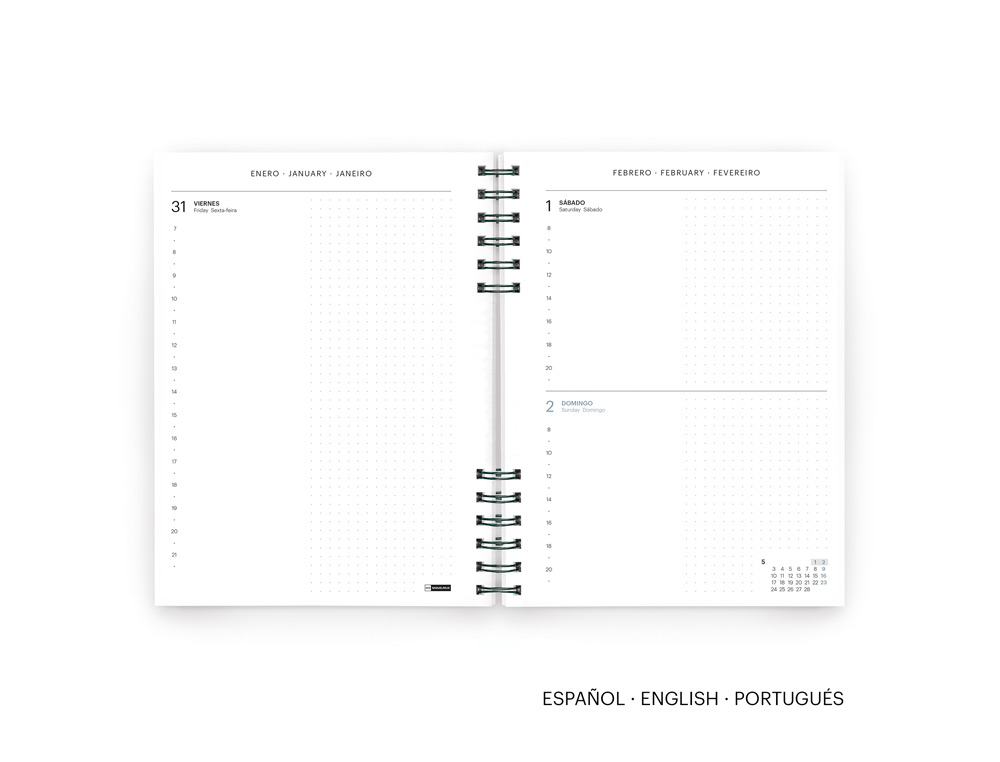 AGENDA ESPIRAL WIRE-O MIQUELRIUS 2026 PLUS BASIC DIA PAGINA 155X213 MM COLOR MALVA