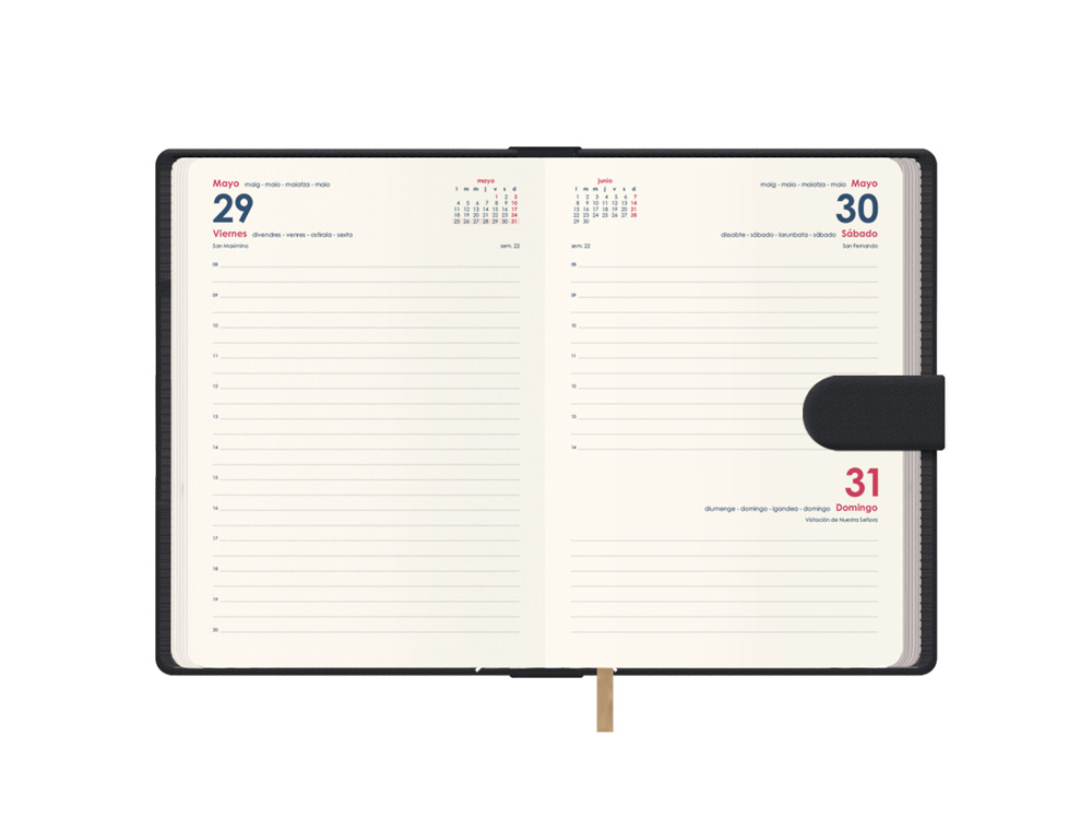 AGENDA ENCUADERNADA DOHE 2026 SENA POLIPIEL CIERRE CON PESTAA IMANTADA DIA PAGINA 150X210 MM COLOR NEGRO