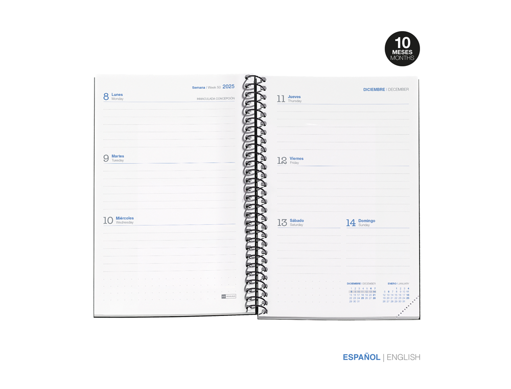 AGENDA ESPIRAL ESCOLAR MIQUELRIUS ACTIVA OCTAVO SEMANA VISTA 25-26 TAPA CARTON FORRADO ROSA