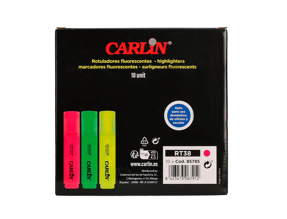 ROTULADOR CARLIN FLUORESCENTE ROSA PUNTA BISELADA
