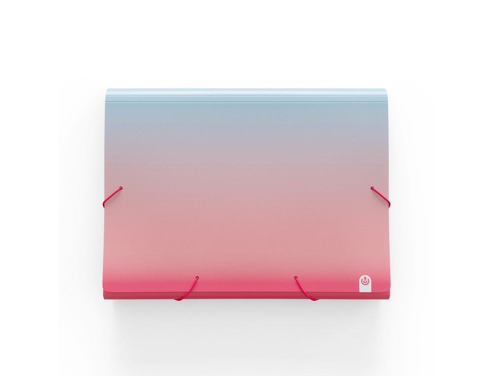 CARPETA CARCHIVO GOMAS POLIPROPILENO TRES SOLAPAS FOLIO UNITED ROSA