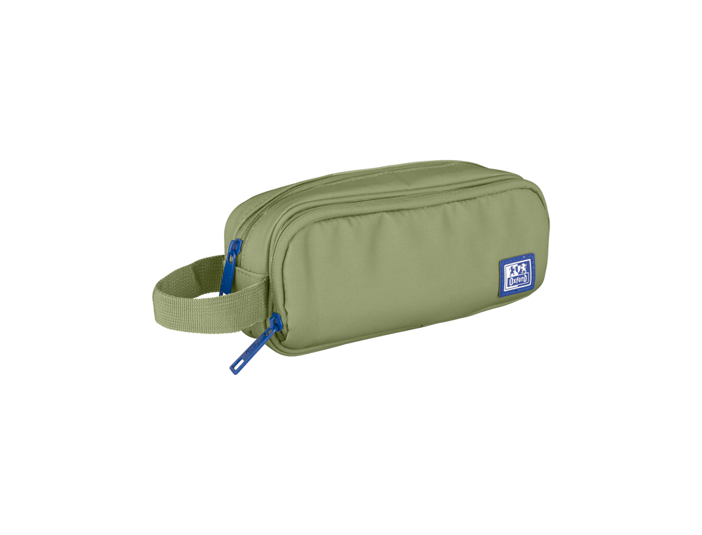 BOLSO ESCOLAR OXFORD PORTATODO KANGOO B-SMART DOBLE CREMALLERA COLOR VERDE SAFARI 225X80X70 MM