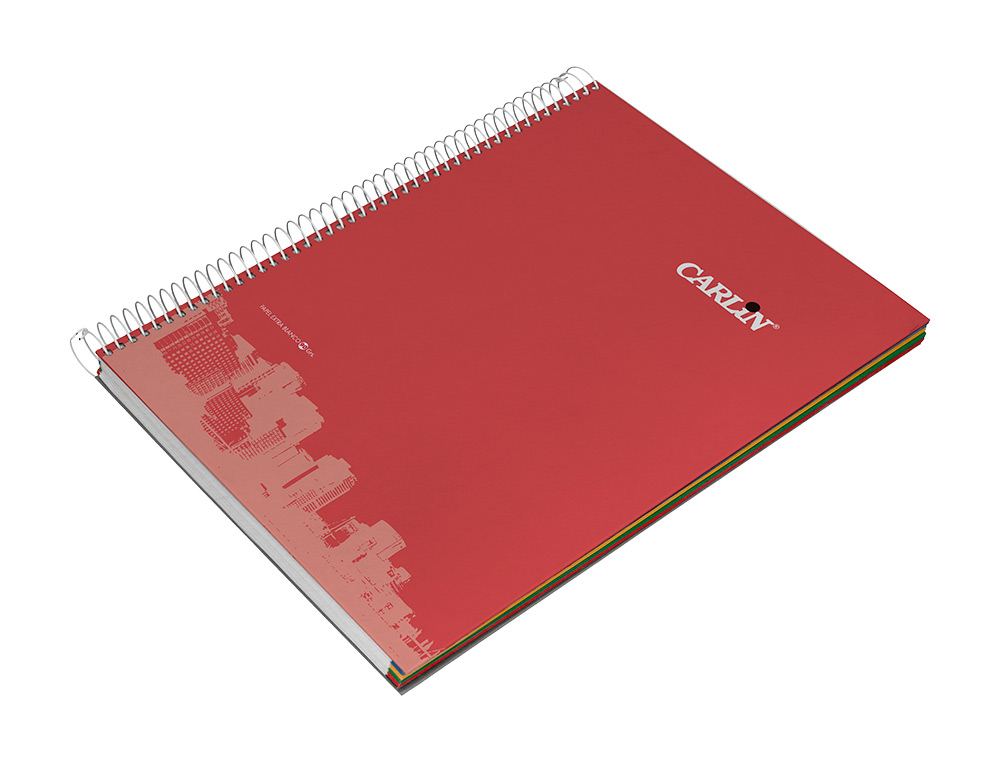 CUADERNO ESPIRAL CARLIN A4 TAPA FORRADA 80H 90GR CUADRO 4MM CON MARGEN 6 COLORES SRTOSREFº 16016