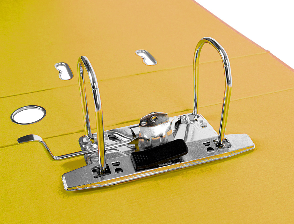 ARCHIVADOR DE PALANCA CARLIN FOLIO FORRADO POLIPROPILENO CON RADO LOMO ANCHO 75 MM AMARILLO