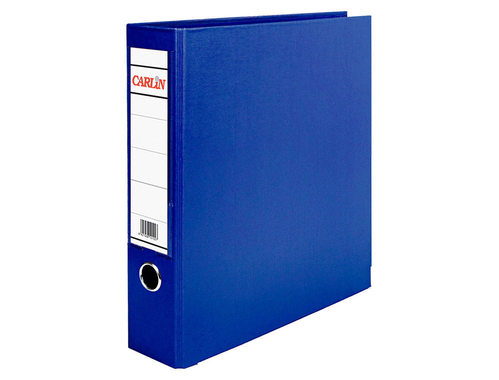 ARCHIVADOR DE PALANCA CARLIN FOLIO FORRADO POLIPROPILENO CON RADO LOMO ANCHO 75 MM AZUL