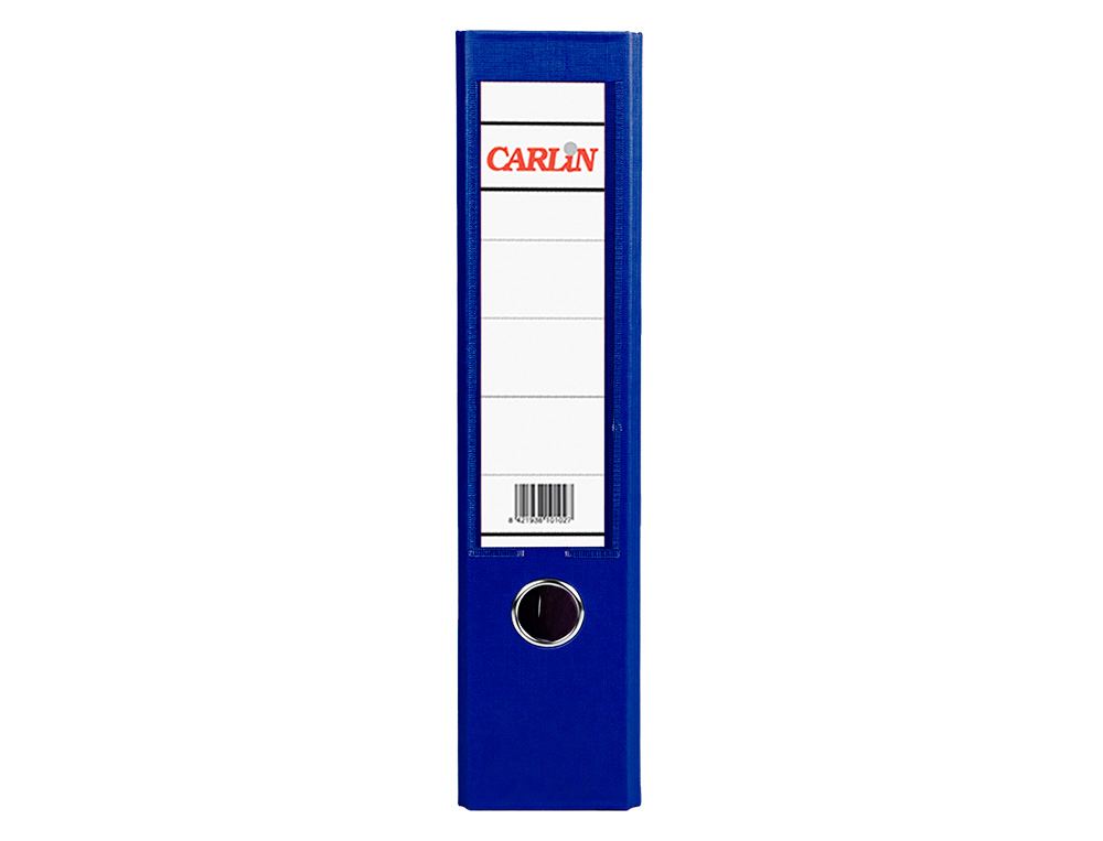 ARCHIVADOR DE PALANCA CARLIN FOLIO FORRADO POLIPROPILENO CON RADO LOMO ANCHO 75 MM AZUL