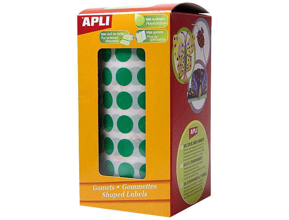 GOMETS AUTOADHESIVOS CIRCULARES 10,5MM VERDE ROLLO DE 5192 UNIDADES