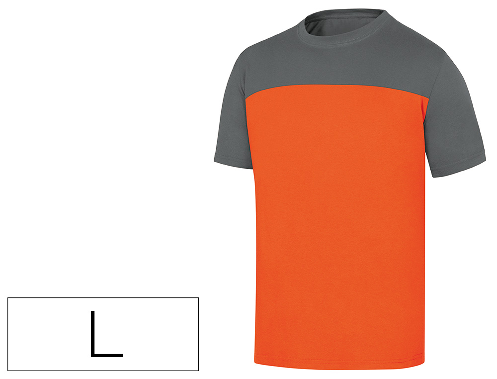 CAMISETA DE ALGODON DELTAPLUS COLOR GRIS/NARANJA TALLA L