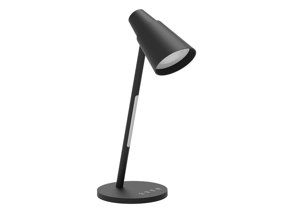 LAMPARA DE ESCRITORIO Q-CONNECT LED 6W 330 LM TACTIL 3 NIVELES COLOR LUZ NOCTURNA CABEZA ORIENTABLE NEGRO