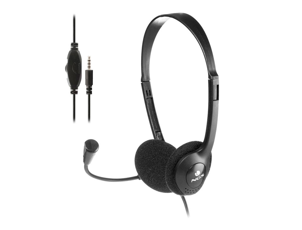 AURICULAR NGS HEADSET MS103 MAX CON MICROFONO Y CONTROL DE VOLUMEN LONGITUD CABLE 1,5 MT COLOR NEGRO