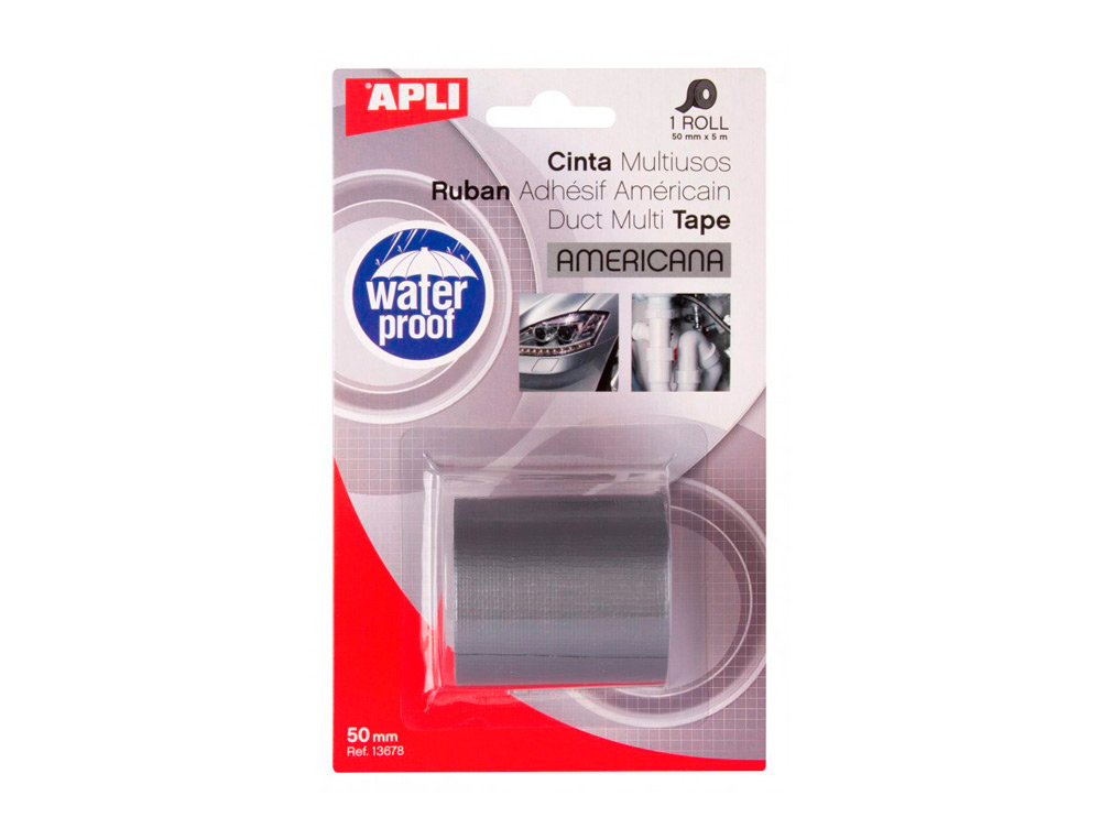CINTA ADHESIVA APLI AMERICANA MULTIUSOS 5 MT X 50 MM COLOR GRIS