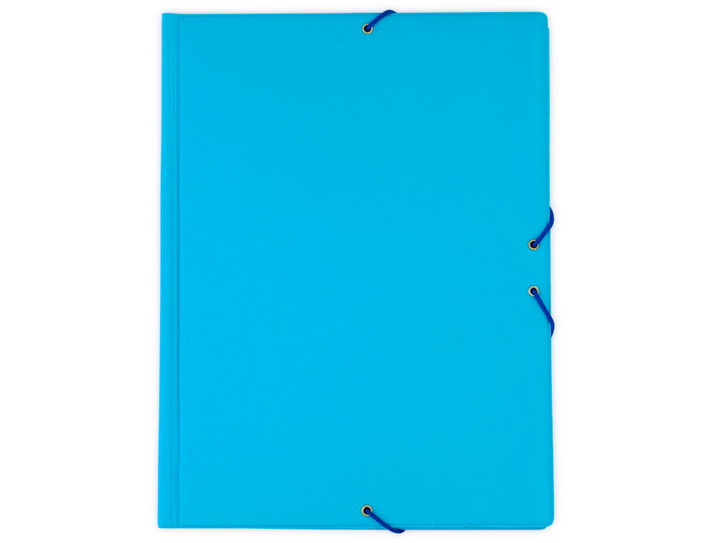 CARPETA GOMA GRAFOPLAS FOLIO FORRADA 3 SOLAPAS PVC AZUL CLARO