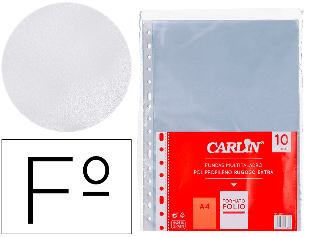 FUNDA MULTITALADRO CARLIN POLIPROPILENO RUGOSO EXTRA FOLIO 16 TALADROS PACK DE 10 UNIDADES